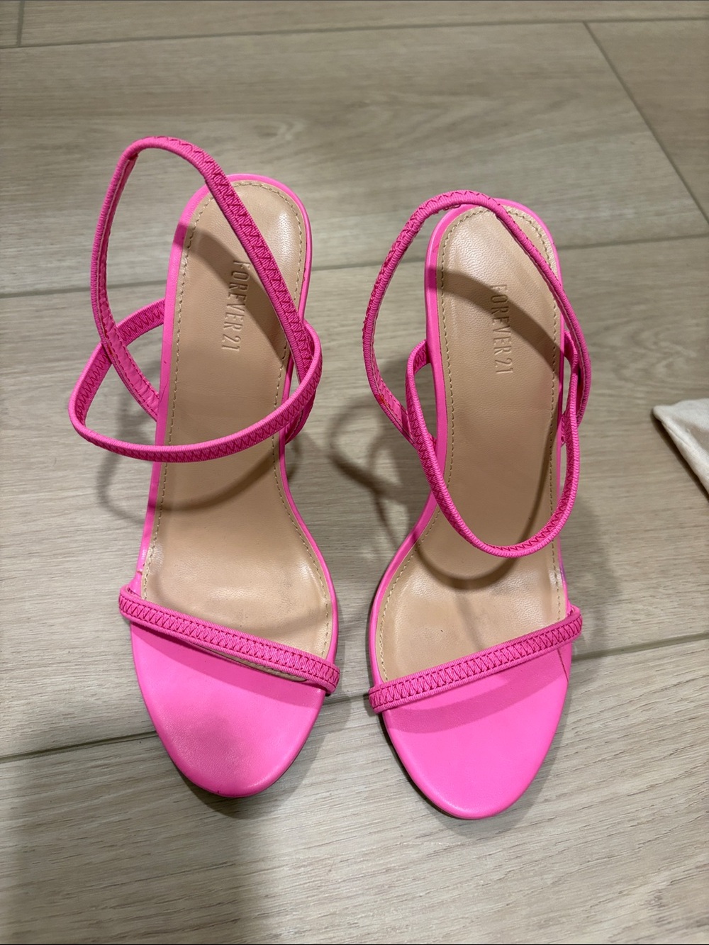 Forever 21 Neon Pink Strappy Heeled Sandals